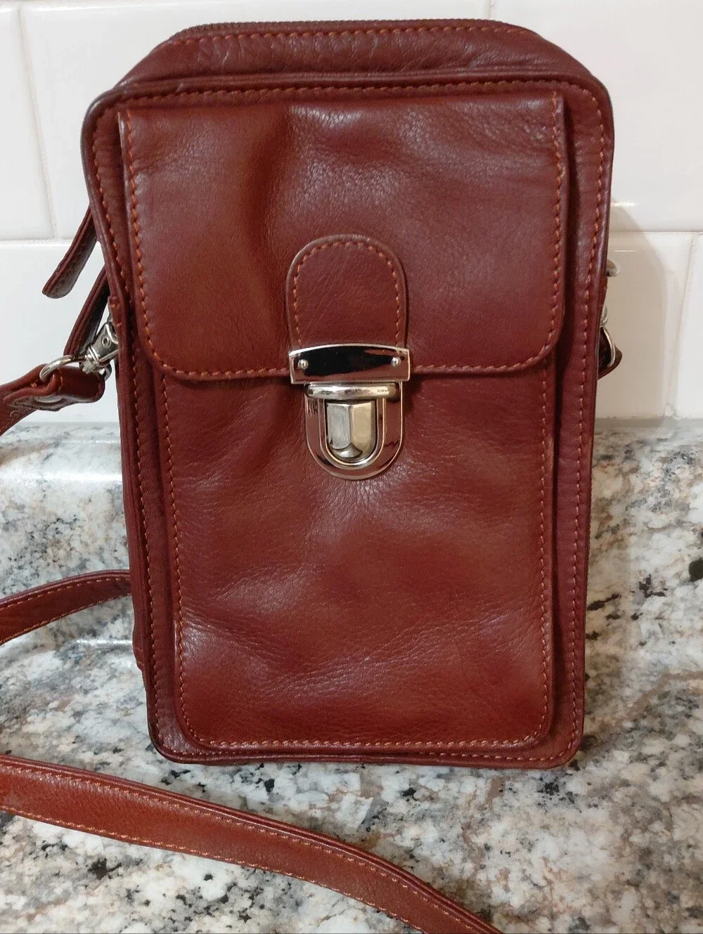 Osgoode Marley Small Leather On The Go Travel Crossbody Bag In Chestnut Brown